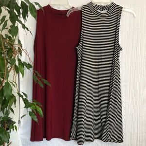 TIANA B maroon & LOVE FIRE SZ M blk stripes casual summer sleeveless dresses